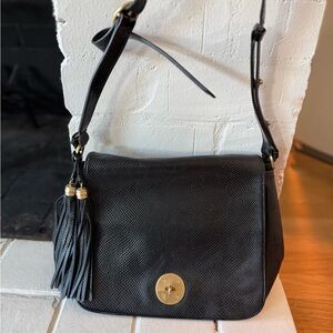 Eric Javits Black Shoulder Bag with Gold Accents